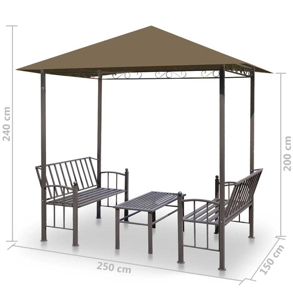 Tuinpaviljoen Met Tafel En Bankjes 180 G/M² 2,5X1,5X2,4 M Taupe
