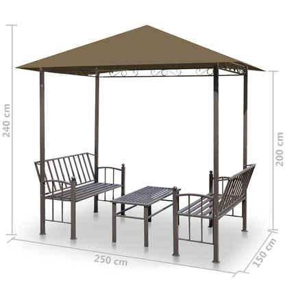 Tuinpaviljoen Met Tafel En Bankjes 180 G/M² 2,5X1,5X2,4 M Taupe