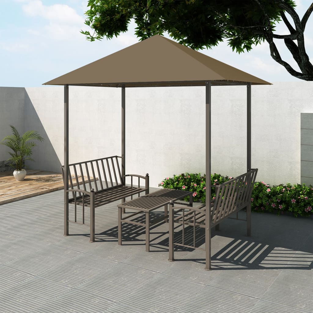 Tuinpaviljoen Met Tafel En Bankjes 180 G/M² 2,5X1,5X2,4 M Taupe