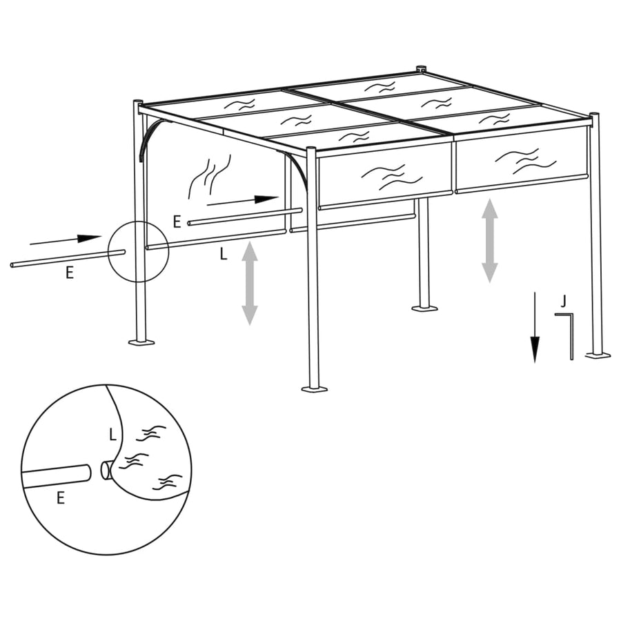 Pergola Met Uittrekbaar Dak 80 G/M² 3X3 M Taupe