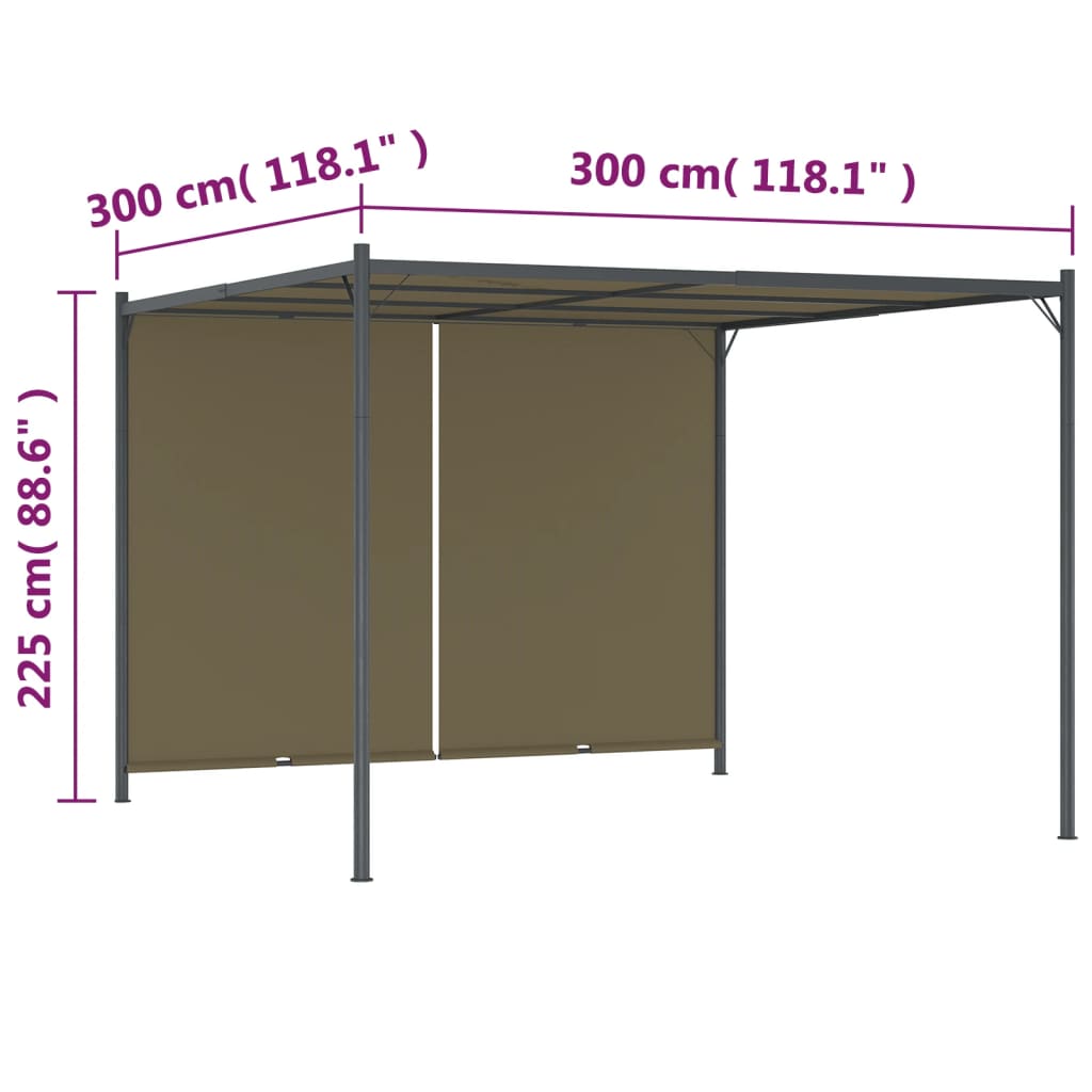 Pergola Met Uittrekbaar Dak 80 G/M² 3X3 M Taupe