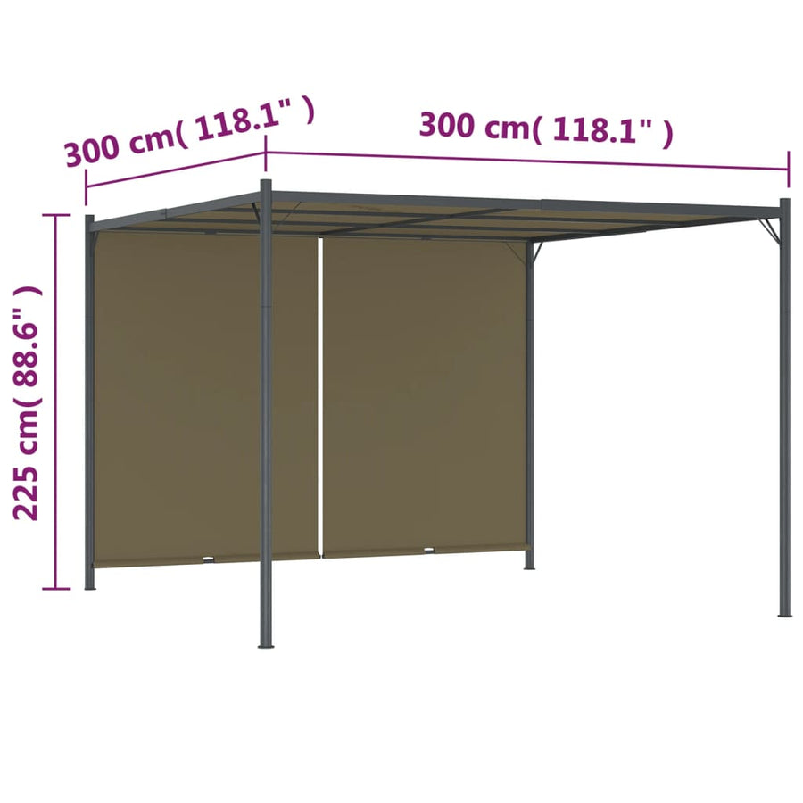 Pergola Met Uittrekbaar Dak 80 G/M² 3X3 M Taupe