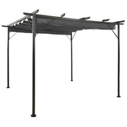 Pergola 3x3 m uittrekbaar dak staal antraciet