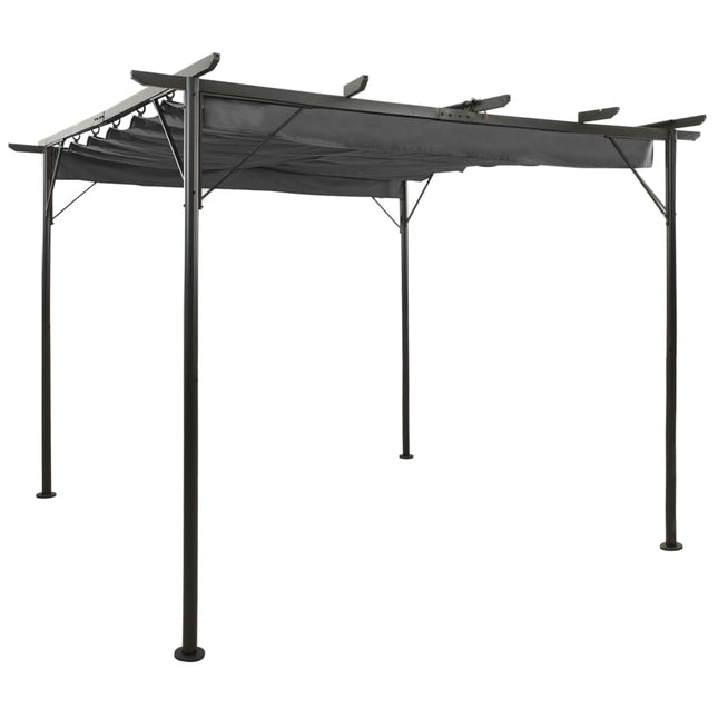 Pergola Met Uittrekbaar Dak 80 G/M² 3X3 M Staal Kleur Antraciet