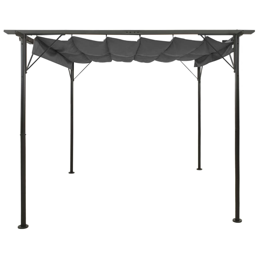 Pergola Met Uittrekbaar Dak 80 G/M² 3X3 M Staal Kleur Antraciet
