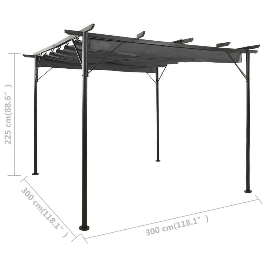 Pergola Met Uittrekbaar Dak 80 G/M² 3X3 M Staal Kleur Antraciet