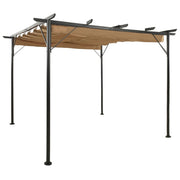 Pergola 3x3 m uittrekbaar dak staal taupe