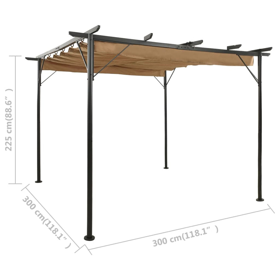Pergola Met Uittrekbaar Dak 80 G/M² 3X3 M Staal Taupe