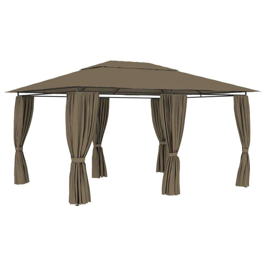 Tuinpaviljoen Met Gordijnen 180 G/M² 4X3 M Taupe
