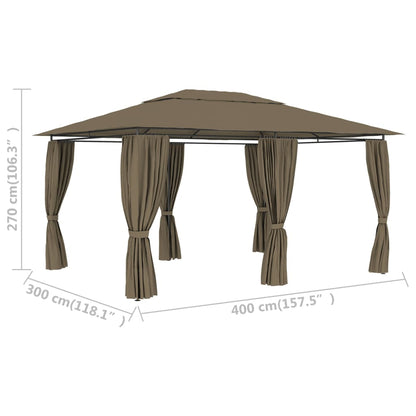 Tuinpaviljoen Met Gordijnen 180 G/M² 4X3 M Taupe