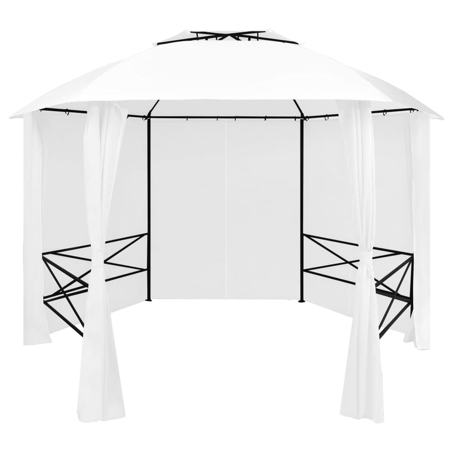 Tuinpaviljoen Met Gordijnen 180 G/M² 360X312X265 Cm Wit
