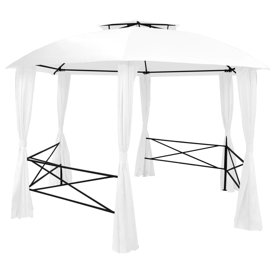 Tuinpaviljoen Met Gordijnen 180 G/M² 360X312X265 Cm Wit