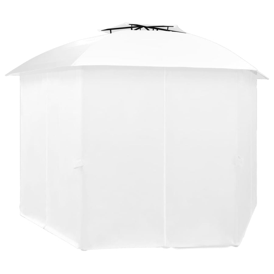 Tuinpaviljoen Met Gordijnen 180 G/M² 360X312X265 Cm Wit