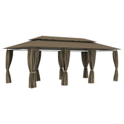 Prieel 600x298x270 cm taupe met gordijnen