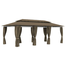 Prieel Met Gordijnen 180 G/M² 600X298X270 Cm Taupe