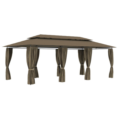 Prieel Met Gordijnen 180 G/M² 600X298X270 Cm Taupe