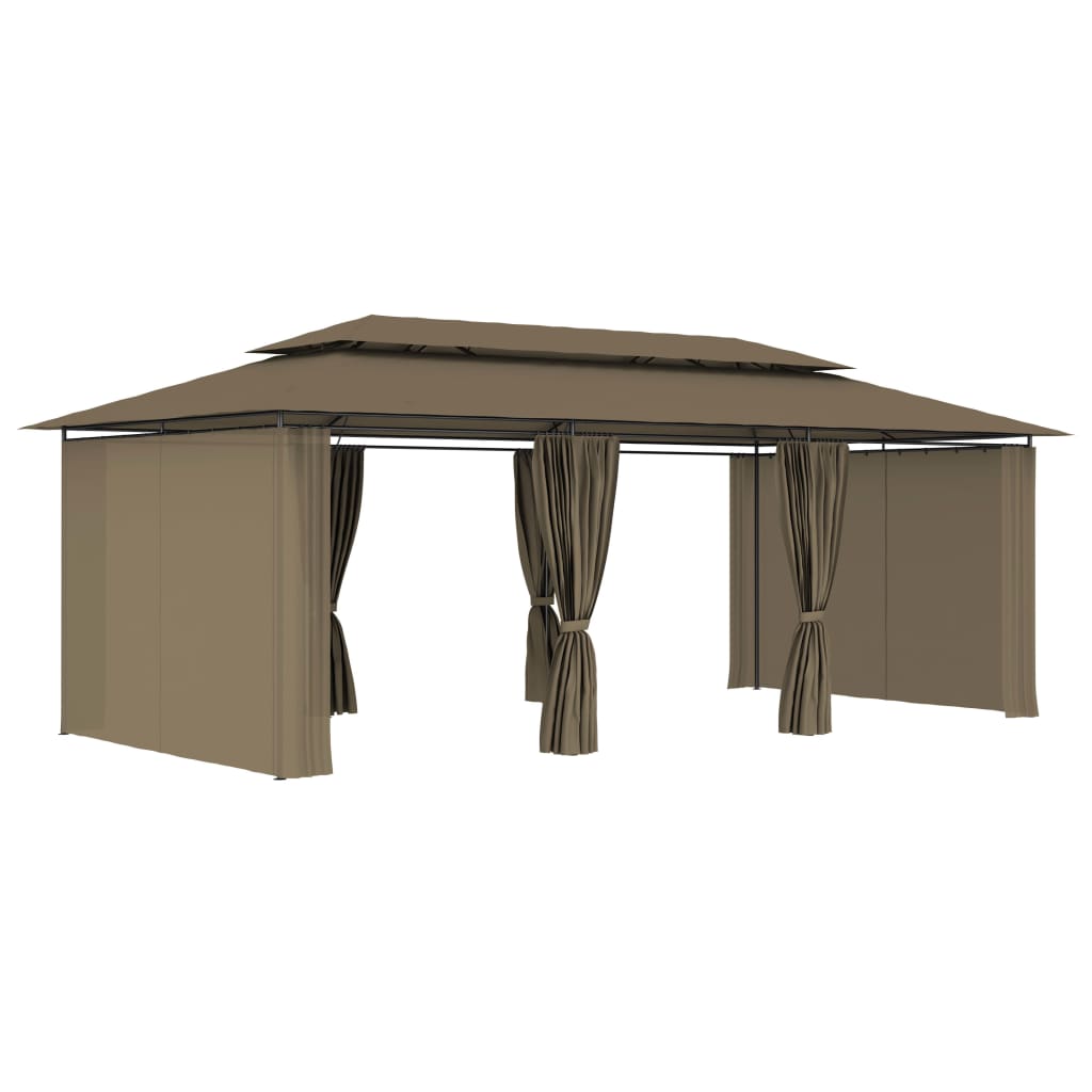 Prieel Met Gordijnen 180 G/M² 600X298X270 Cm Taupe