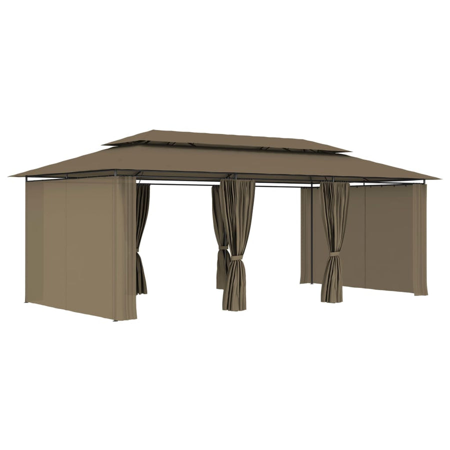 Prieel Met Gordijnen 180 G/M² 600X298X270 Cm Taupe