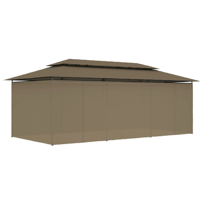 Prieel Met Gordijnen 180 G/M² 600X298X270 Cm Taupe