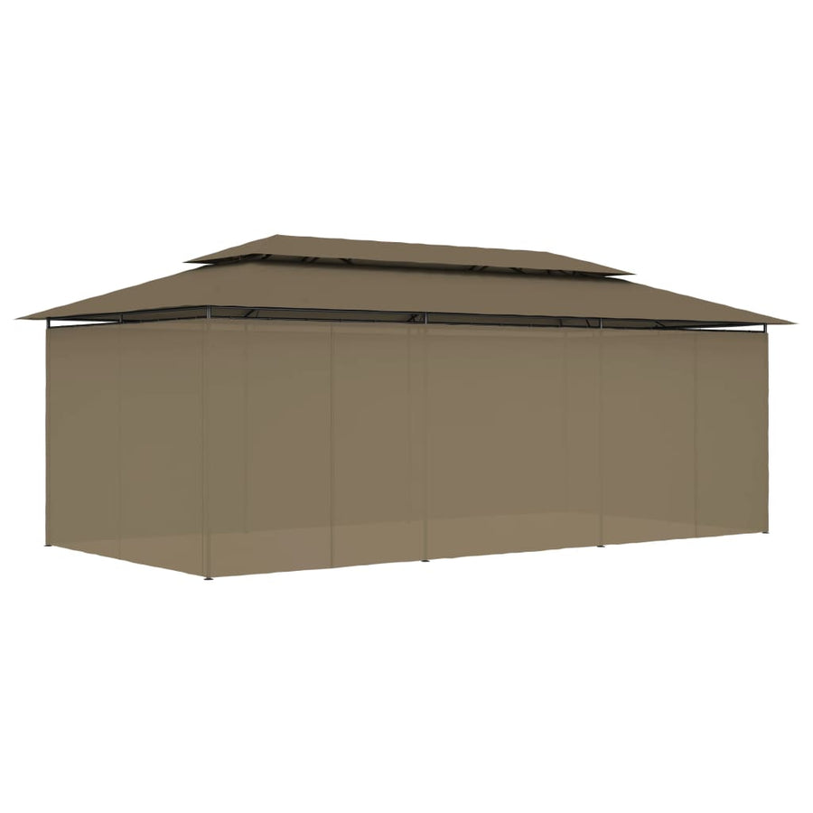 Prieel Met Gordijnen 180 G/M² 600X298X270 Cm Taupe