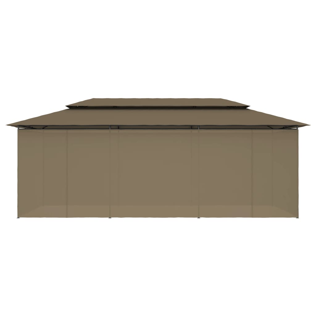 Prieel Met Gordijnen 180 G/M² 600X298X270 Cm Taupe