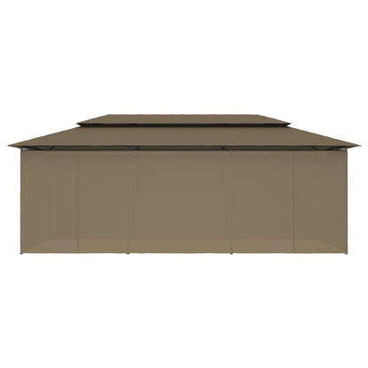 Prieel Met Gordijnen 180 G/M² 600X298X270 Cm Taupe