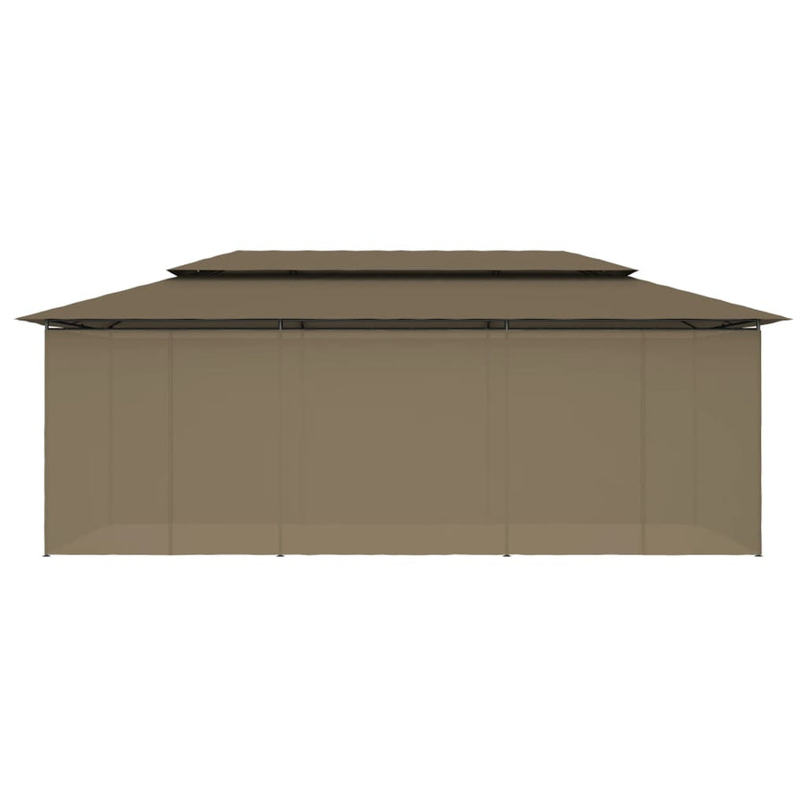 Prieel Met Gordijnen 180 G/M² 600X298X270 Cm Taupe
