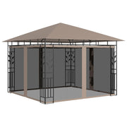 Prieel 3x3 m taupe met klamboe