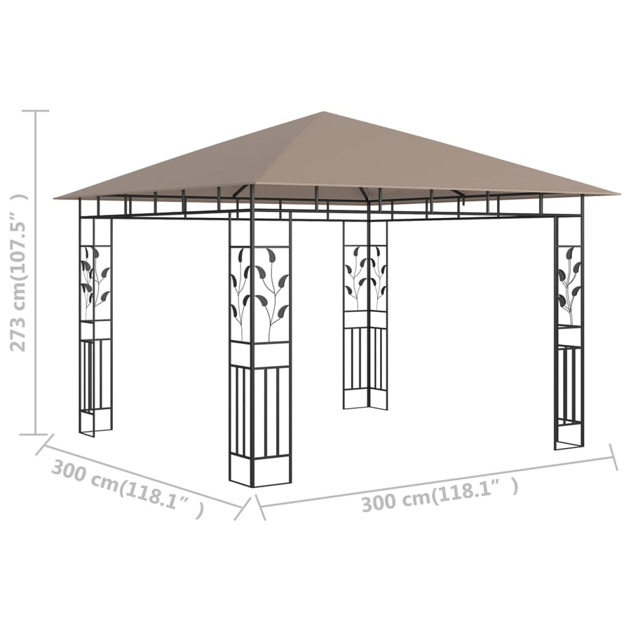 Prieel Met Klamboe 3X3X2,73 M 180 G/M² 3 x 3 x 2.73 m Taupe