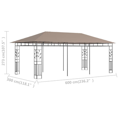 Prieel Met Klamboe 180 G/M² 6X3X2,73 M 6 x 3 x 2.73 m Taupe