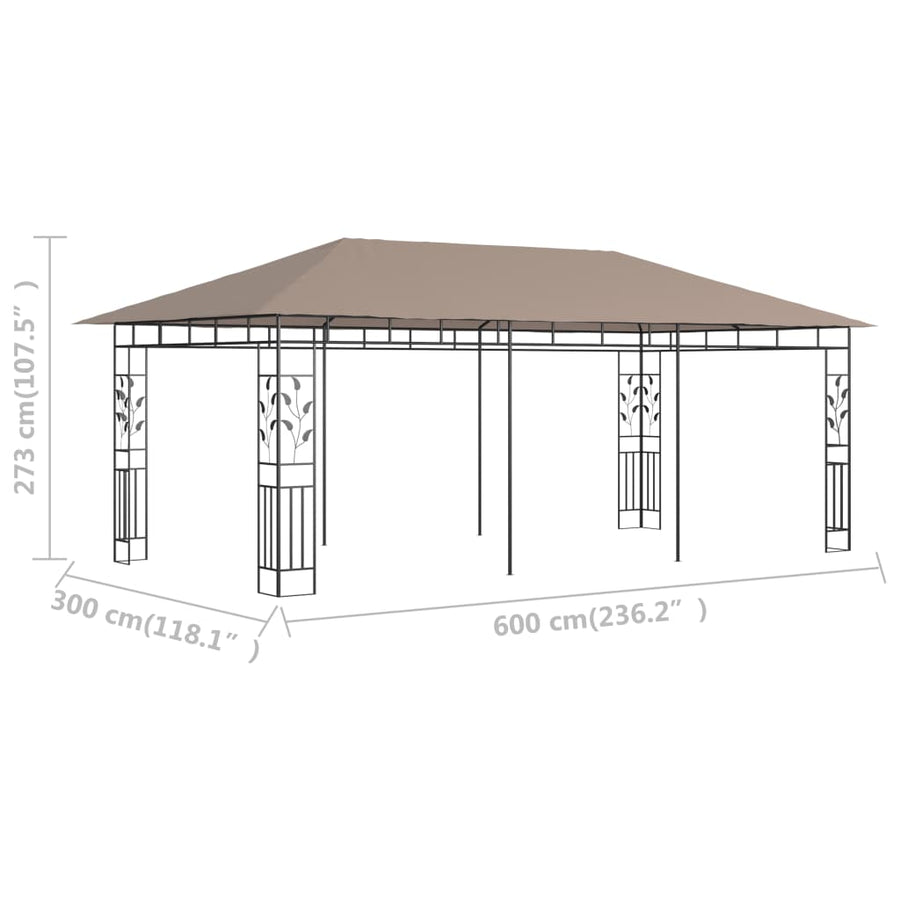 Prieel Met Klamboe 180 G/M² 6X3X2,73 M 6 x 3 x 2.73 m Taupe