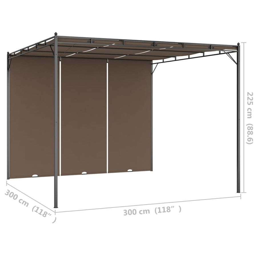 Tuinprieel Met Zijgordijn 3X3X2,25 M Taupe 3 x 3 x 2.25 m