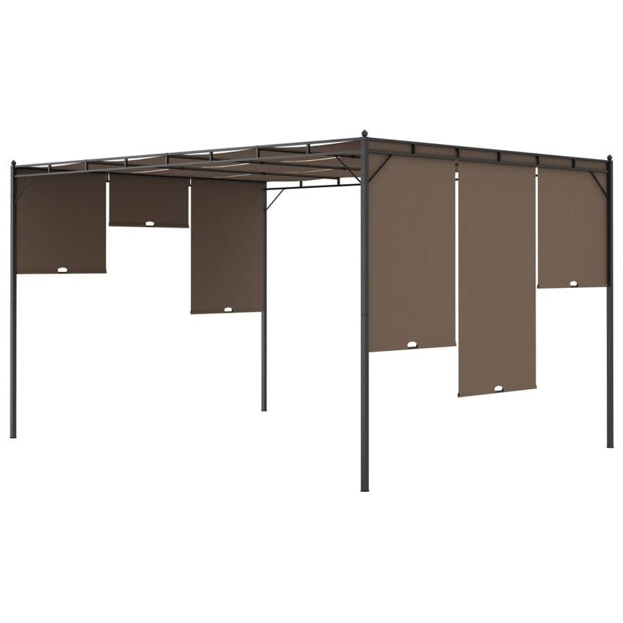 Tuinprieel Met Zijgordijn 4X3X2,25 M Taupe 4 x 3 x 2.25 m