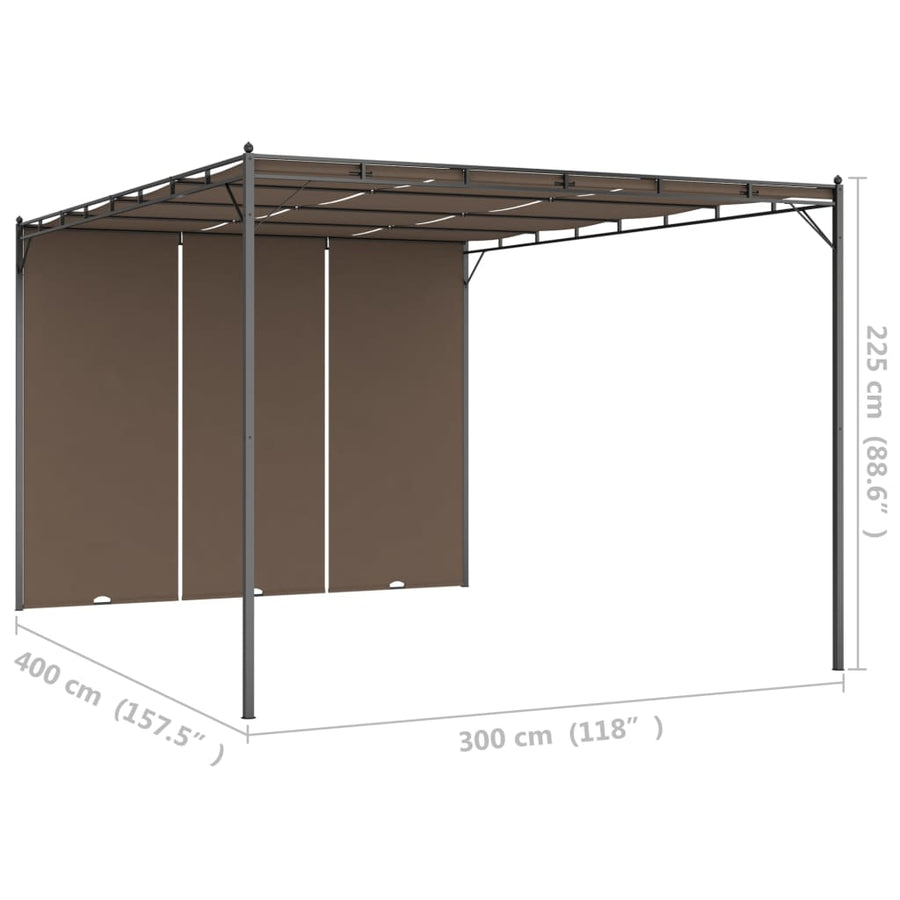Tuinprieel Met Zijgordijn 4X3X2,25 M Taupe 4 x 3 x 2.25 m