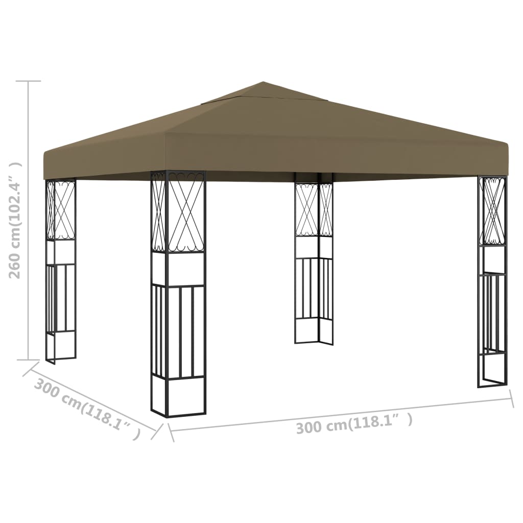 Prieel 3x3 m stof taupe