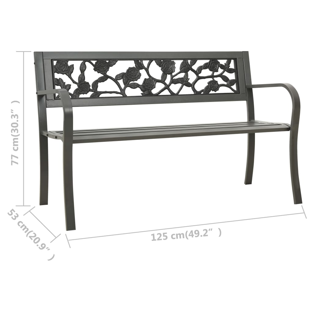 Tuinbank 125 cm staal grijs