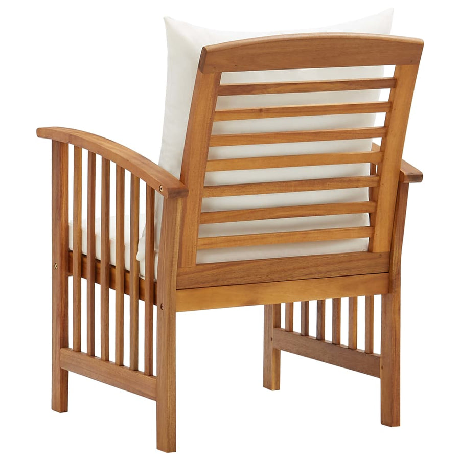 Tuinstoelen Met Kussens Massief Acaciahout Bruin en wit