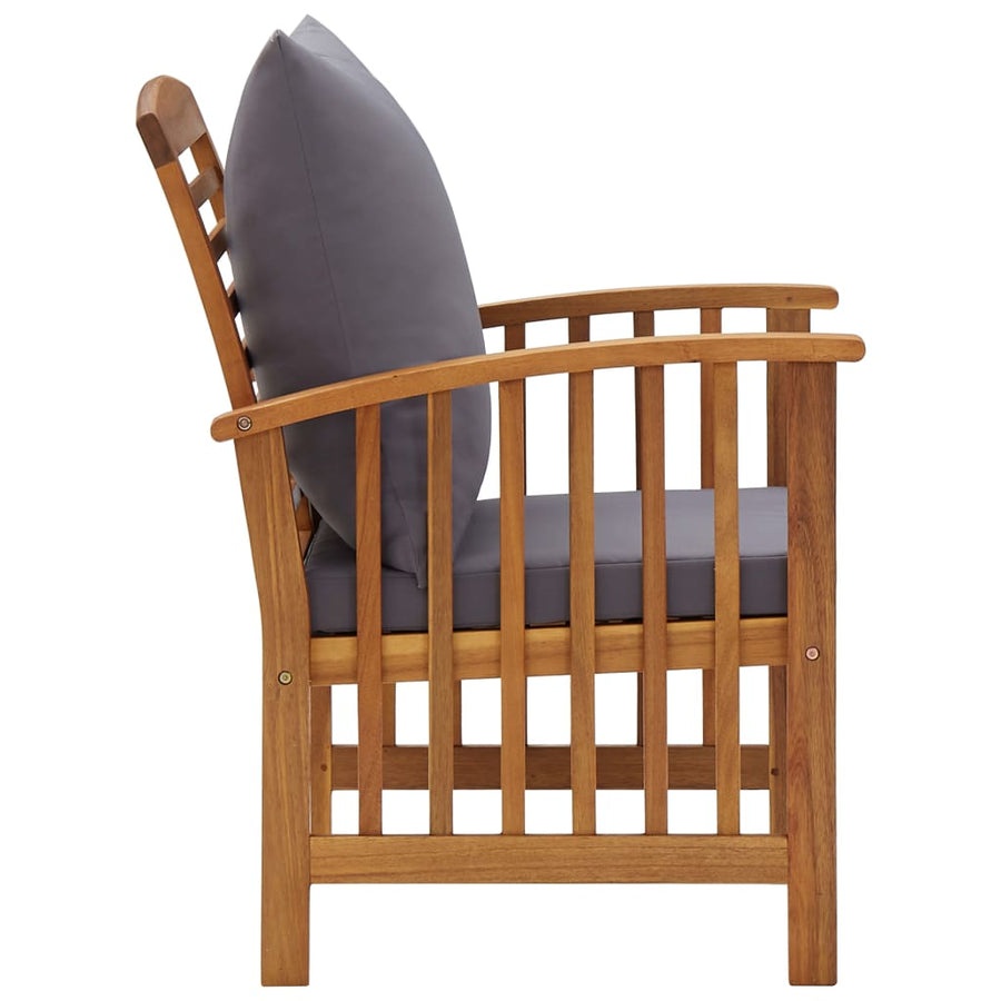Tuinstoelen Met Kussens Massief Acaciahout Bruin en donkergrijs