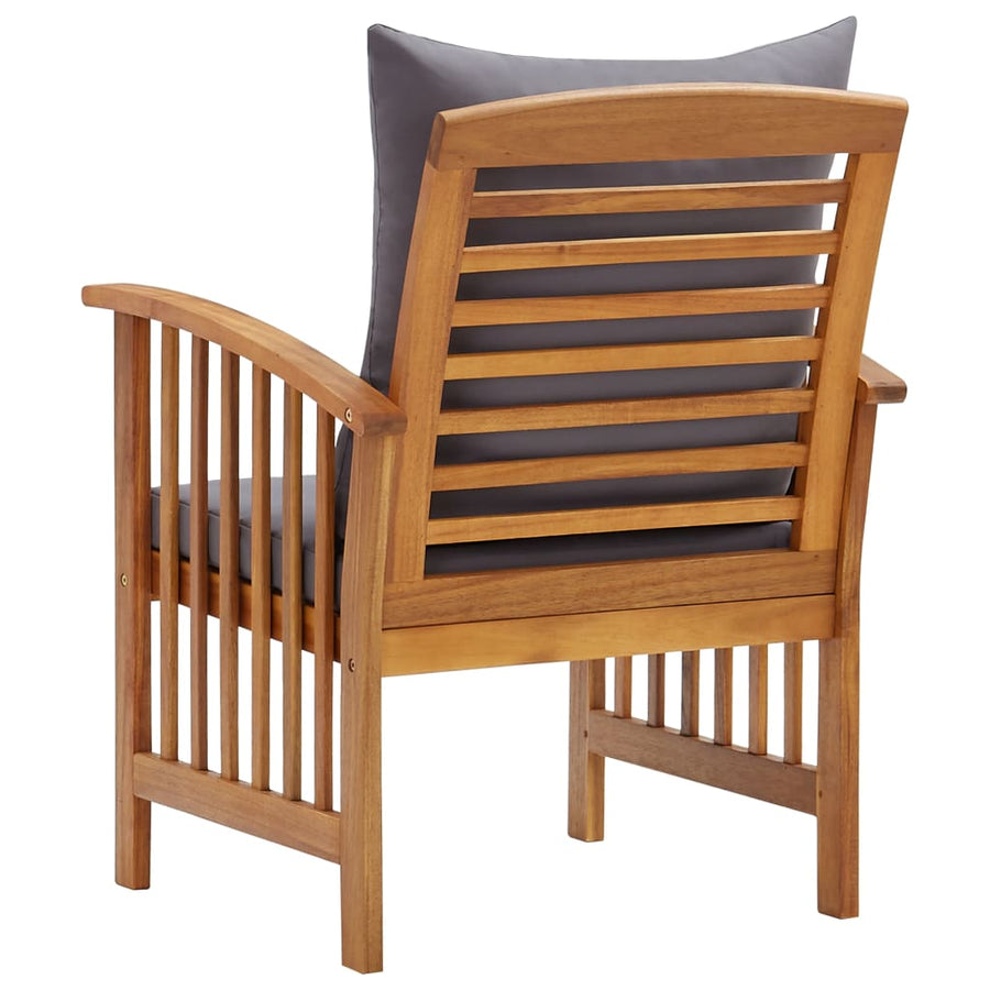Tuinstoelen Met Kussens Massief Acaciahout Bruin en donkergrijs