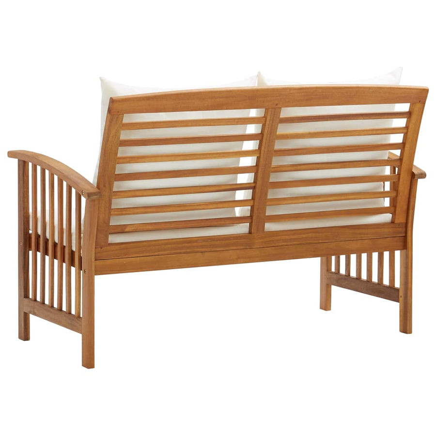 Tuinbank Met Kussens 9 Cm Massief Acaciahout Bruin en wit