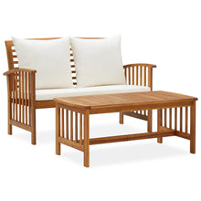 -Delige Loungeset Met Kussens Massief Acaciahout Bruin en wit