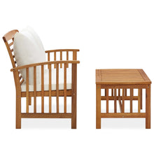 -Delige Loungeset Met Kussens Massief Acaciahout Bruin en wit
