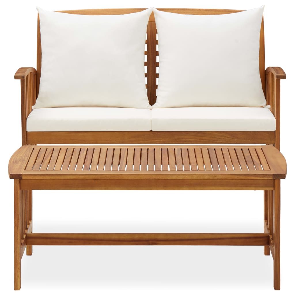 -Delige Loungeset Met Kussens Massief Acaciahout Bruin en wit