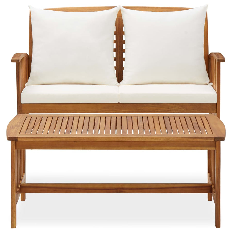 -Delige Loungeset Met Kussens Massief Acaciahout Bruin en wit