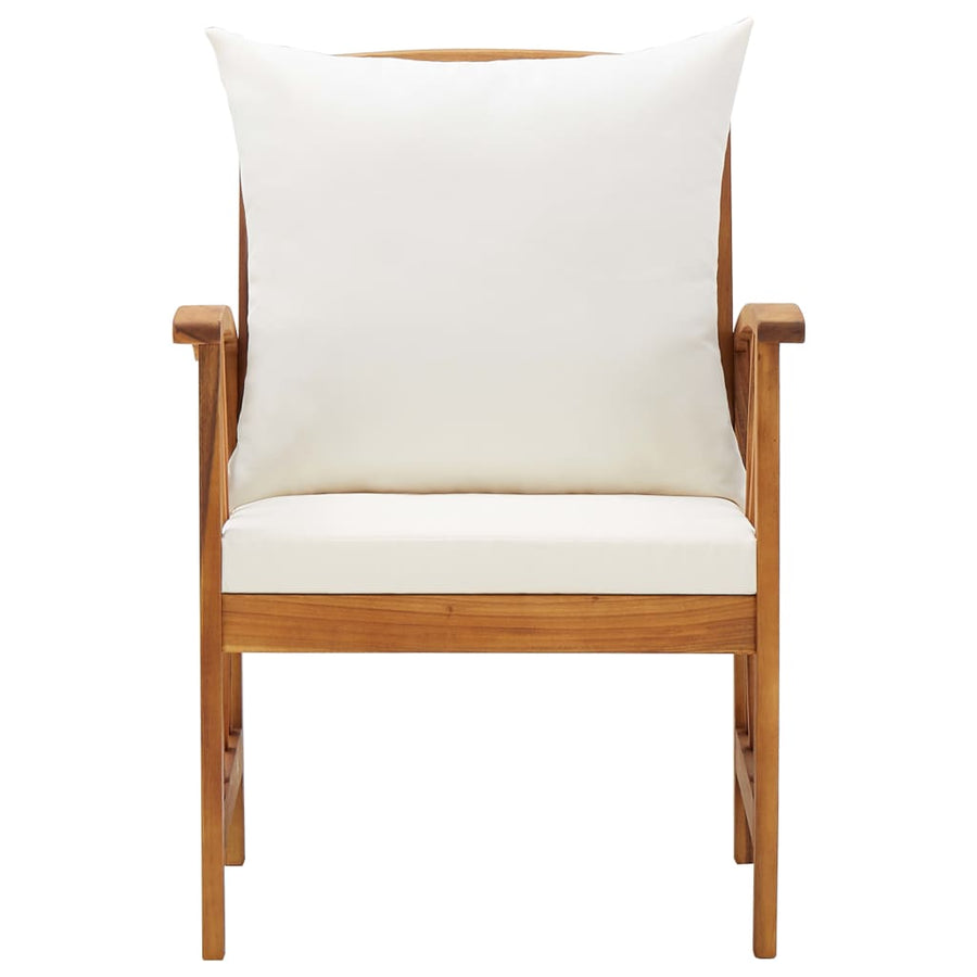 Tuinstoelen Met Kussens Massief Acaciahout Bruin en wit