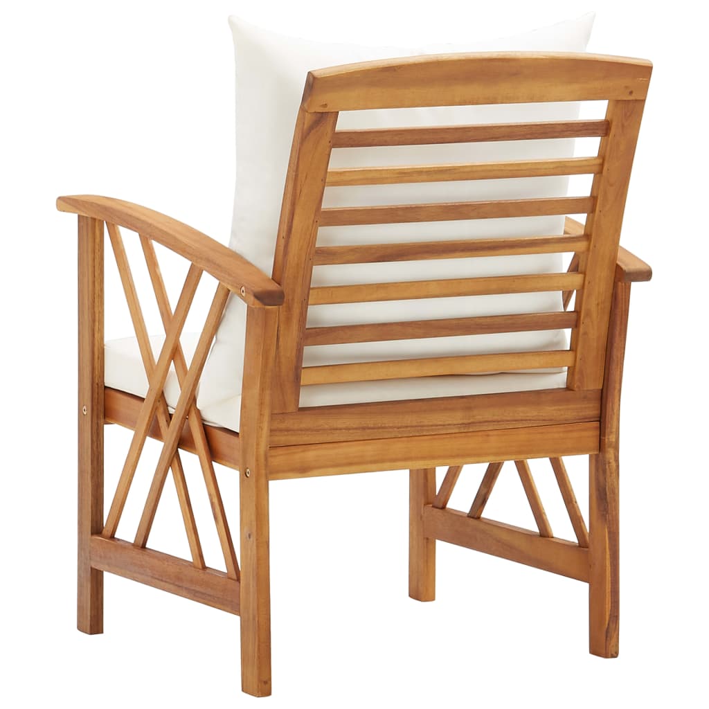 Tuinstoelen Met Kussens Massief Acaciahout Bruin en wit