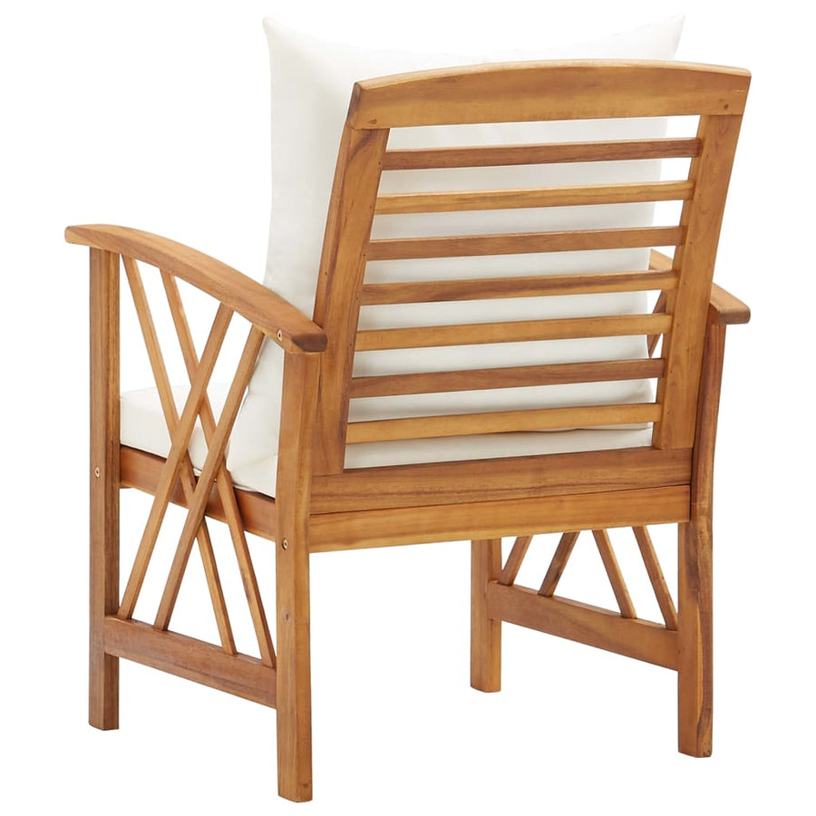 Tuinstoelen Met Kussens Massief Acaciahout Bruin en wit