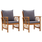 Tuinstoelen 2 st massief acaciahout met kussens