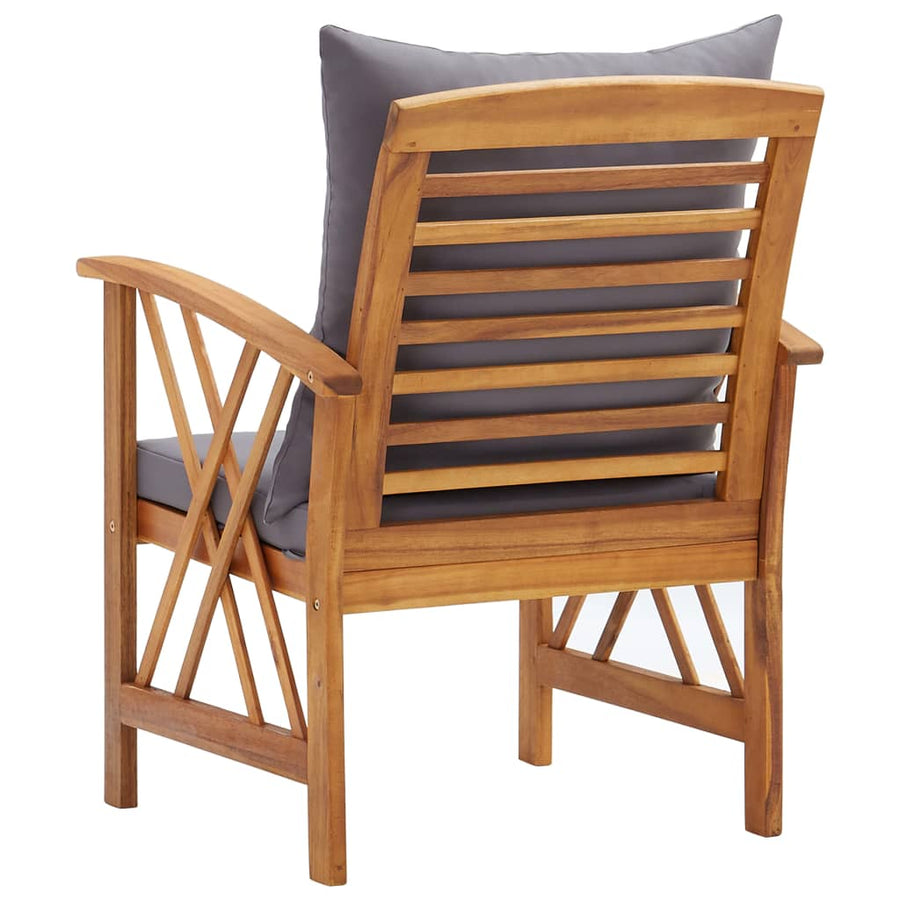 Tuinstoelen Met Kussens Massief Acaciahout Bruin en donkergrijs