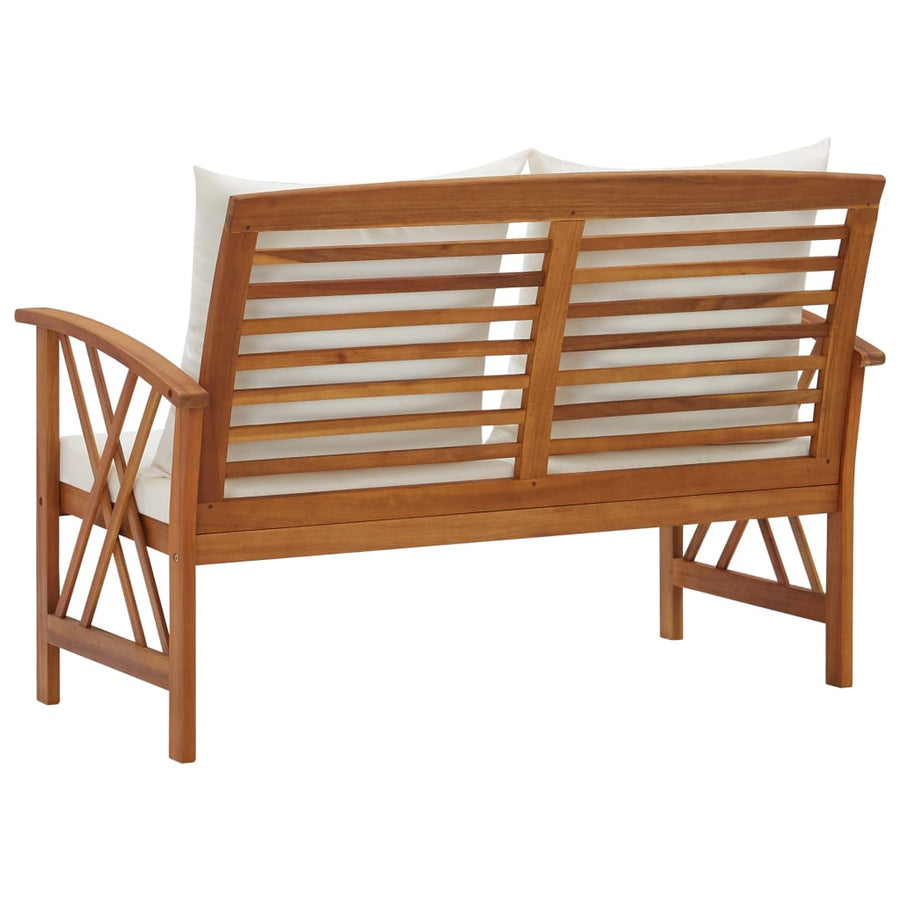 Tuinbank Met Kussens 9 Cm Massief Acaciahout Bruin en wit